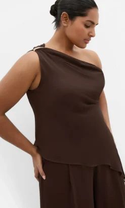 Skyla Off Shoulder Top - chocolate