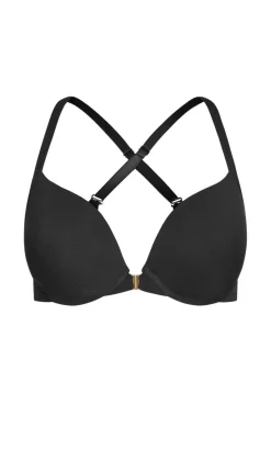 Smooth & Chic Front Close Cotton Push Up Bra - black