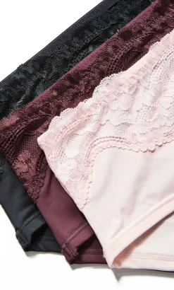 Smooth & Chic Micro 3 Pack Shorty - pink icing bordeaux black
