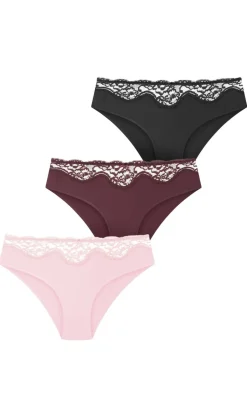 Smooth & Chic Micro 3 Pack Shorty - pink icing bordeaux black