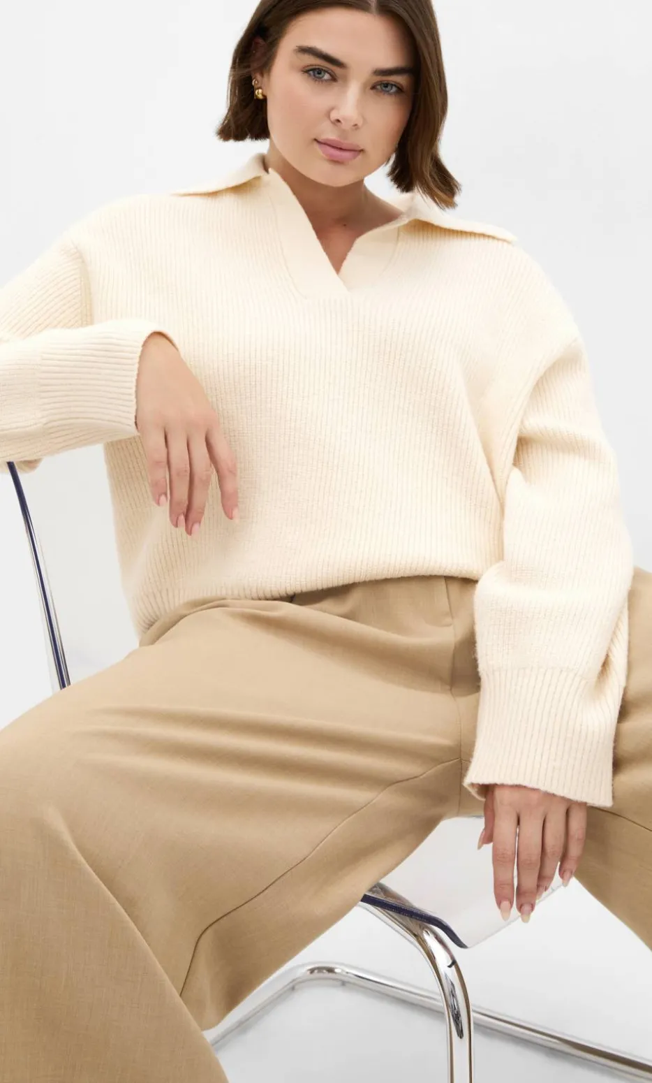 Star Alley Collared Jumper - milk