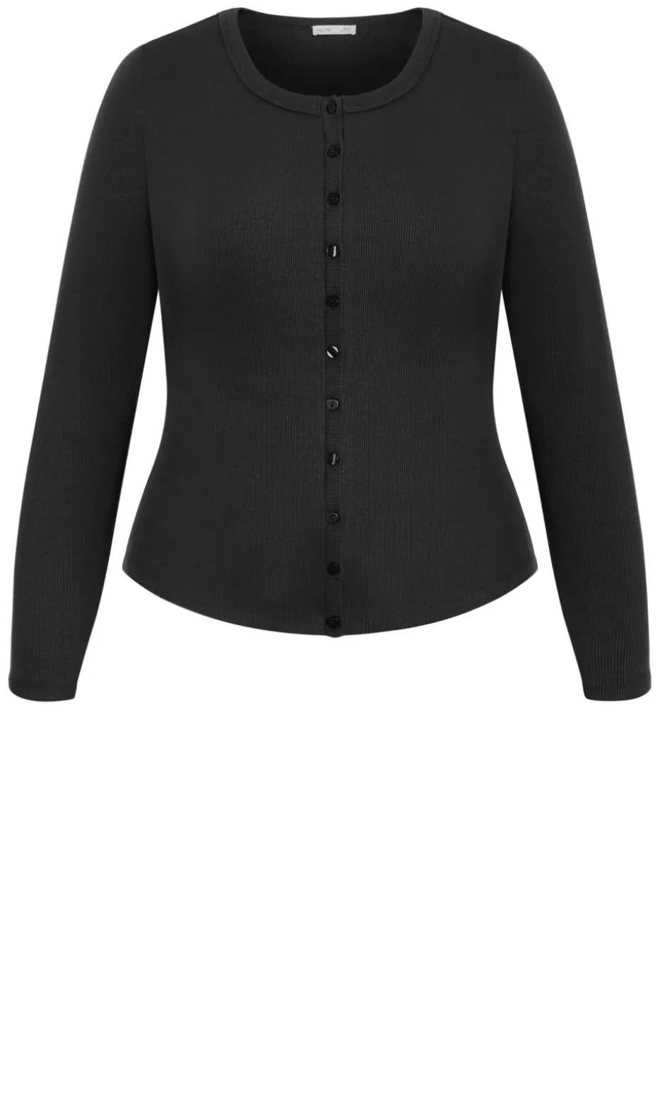 Stretch Button Through Rib Top - black