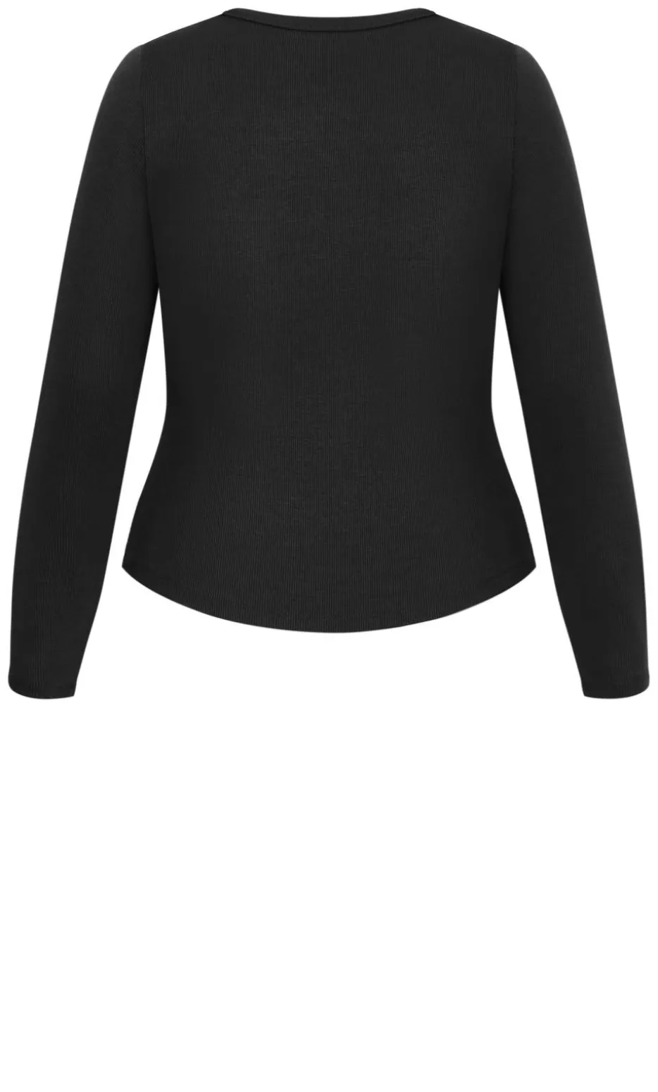 Stretch Button Through Rib Top - black