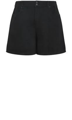 Stretch Waist Denim Short - black