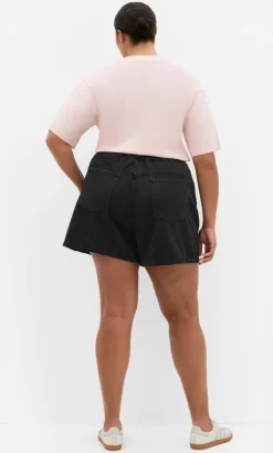 Stretch Waist Denim Short - black