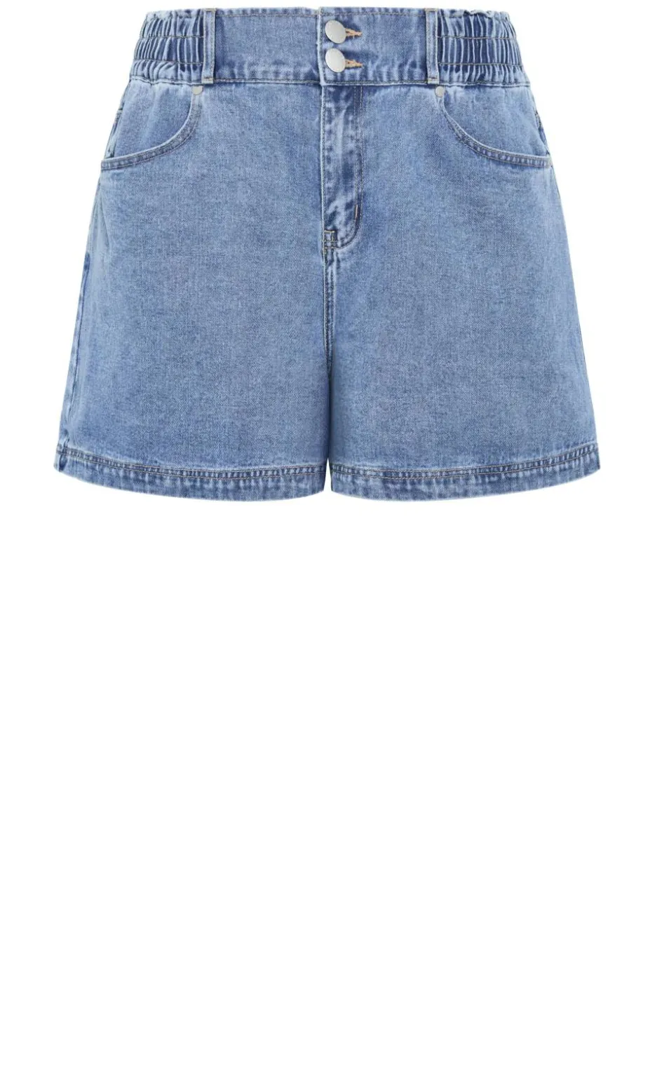 Stretch Waist Denim Short - mid wash