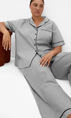 Stripe Cotton Pyjama Pant - charcoal