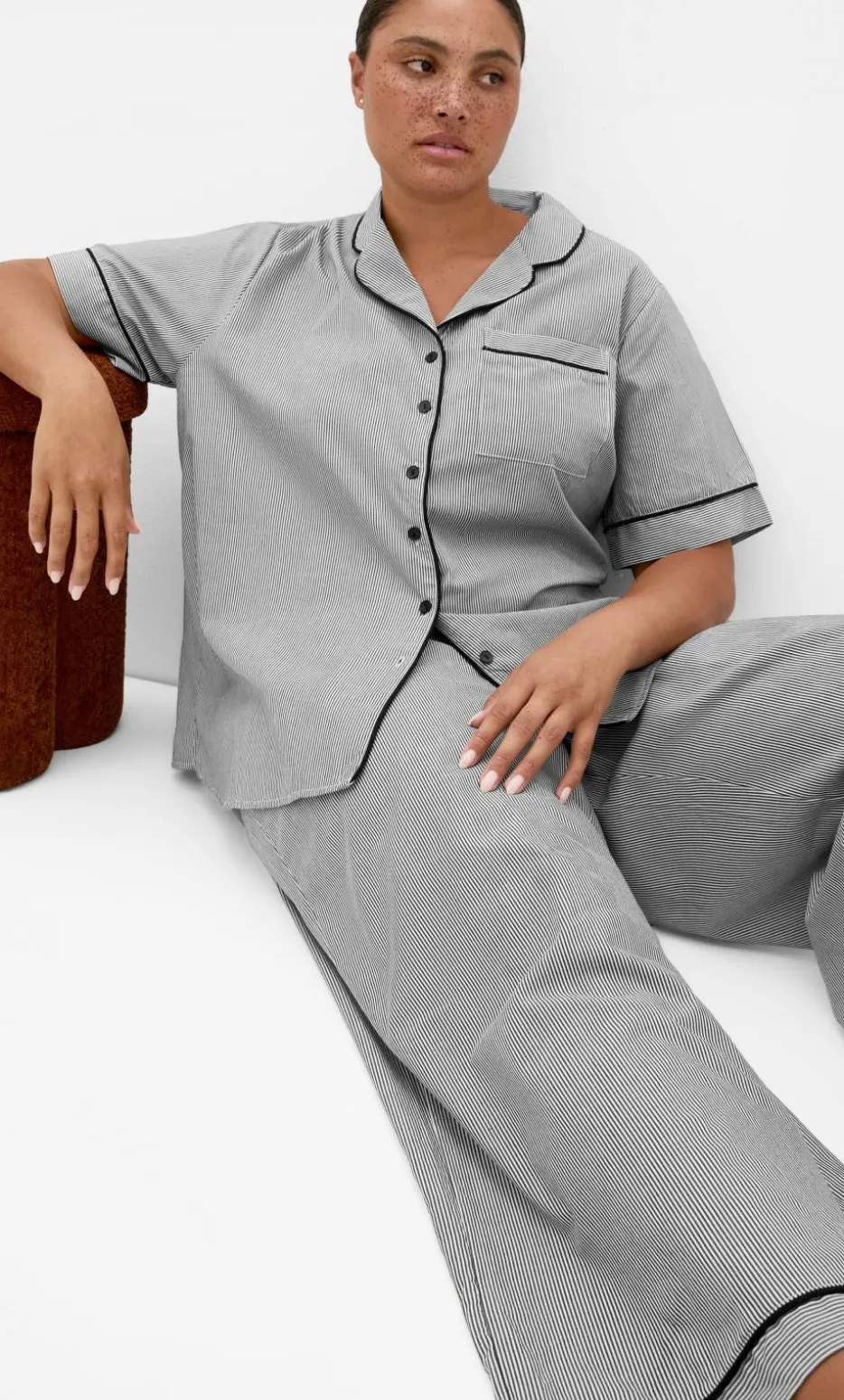 Stripe Cotton Pyjama Pant - charcoal