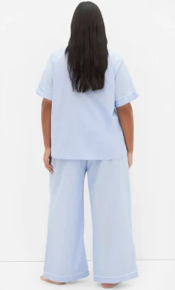Stripe Cotton Pyjama Pant - sky blue