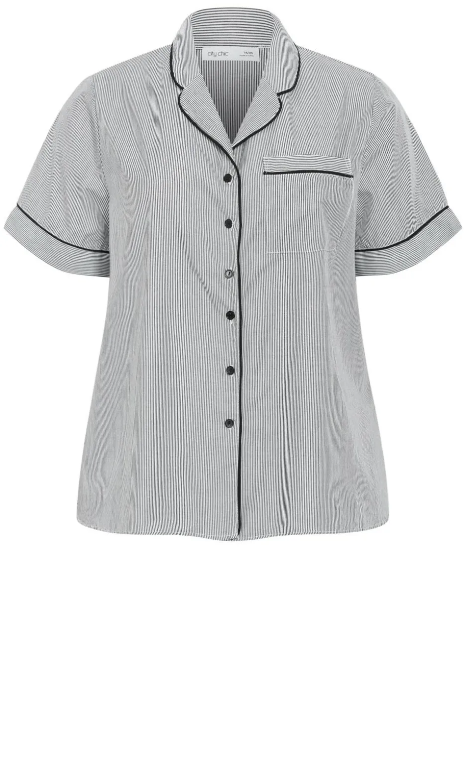 Stripe Cotton Pyjama Shirt - charcoal