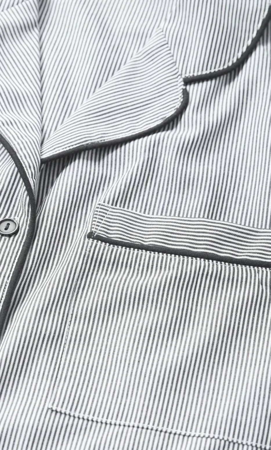 Stripe Cotton Pyjama Shirt - charcoal