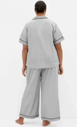 Stripe Cotton Pyjama Shirt - charcoal