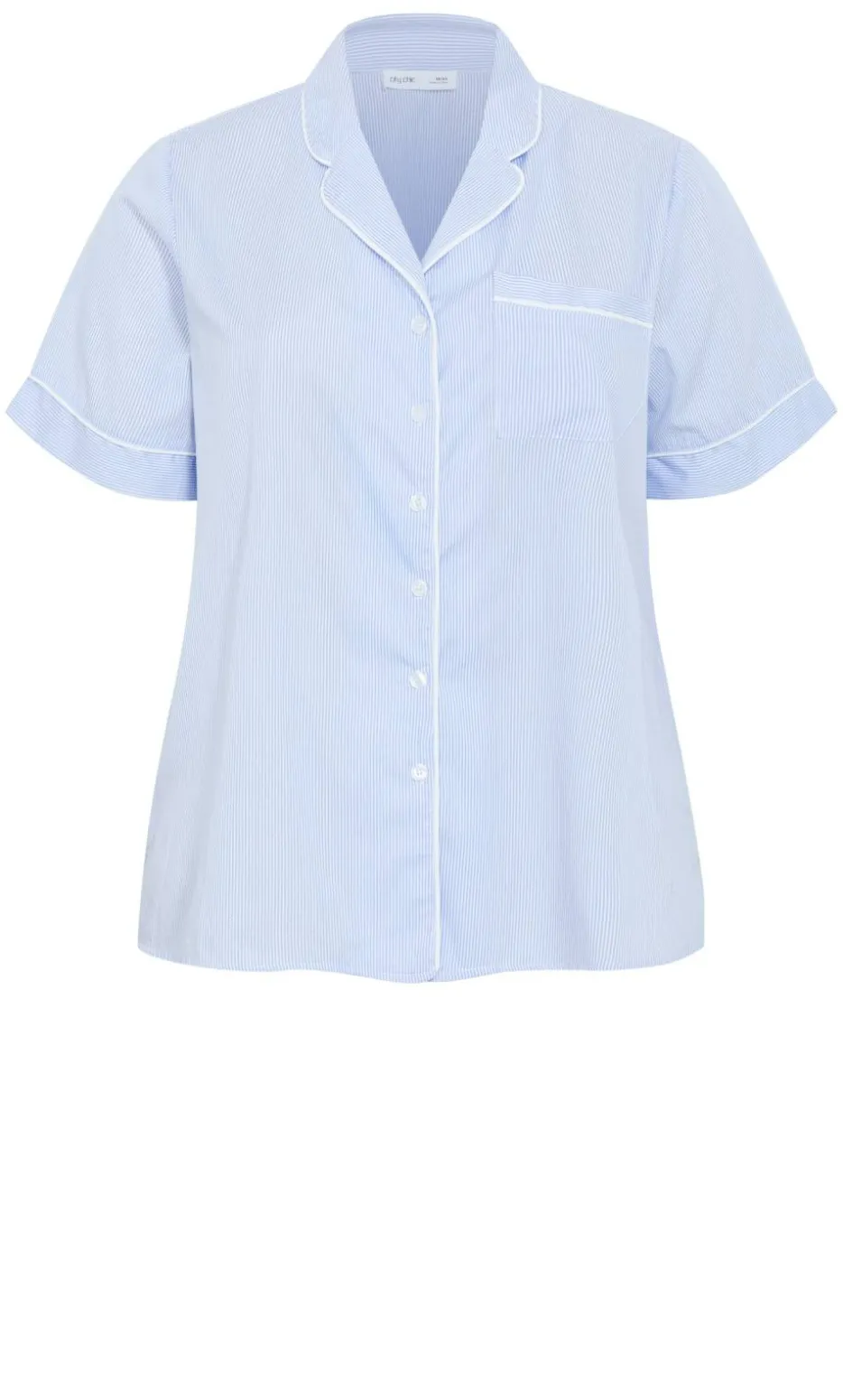 Stripe Cotton Pyjama Shirt - sky blue