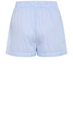 Stripe Cotton Pyjama Short - sky blue