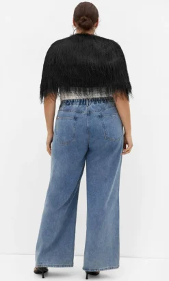 Susie Fringe Capelet - black