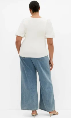 Tani Balloon Sleeve Top - white