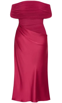 Tati Off Shoulder Maxi Dress - raspberry