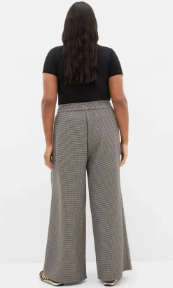 Tiana Plaid Wide Leg Pant - ecru