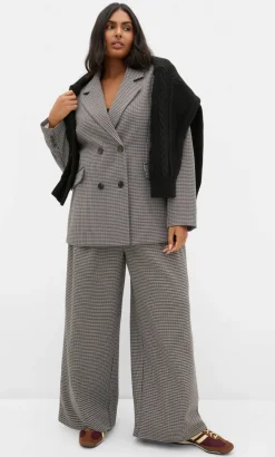 Tiana Plaid Wide Leg Pant - ecru