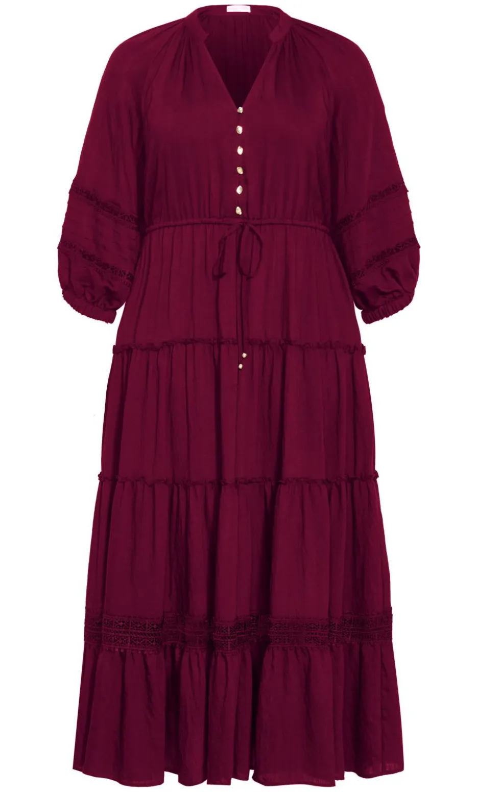 Tiana Tier Maxi Dress - berry