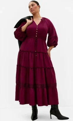 Tiana Tier Maxi Dress - berry