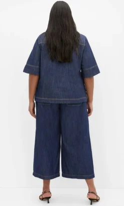Tia Pocket Denim Shirt - dark wash
