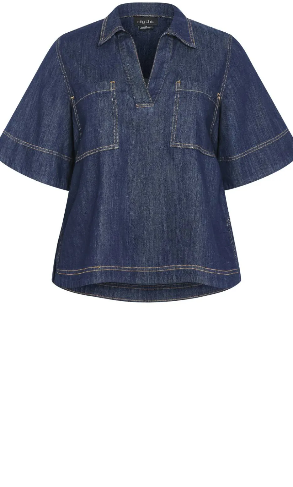 Tia Pocket Denim Shirt - dark wash