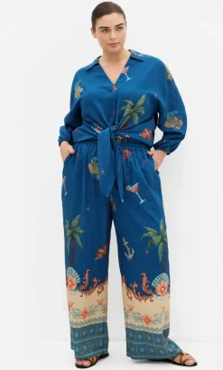 Tia Sea Print Shirt - marine navy