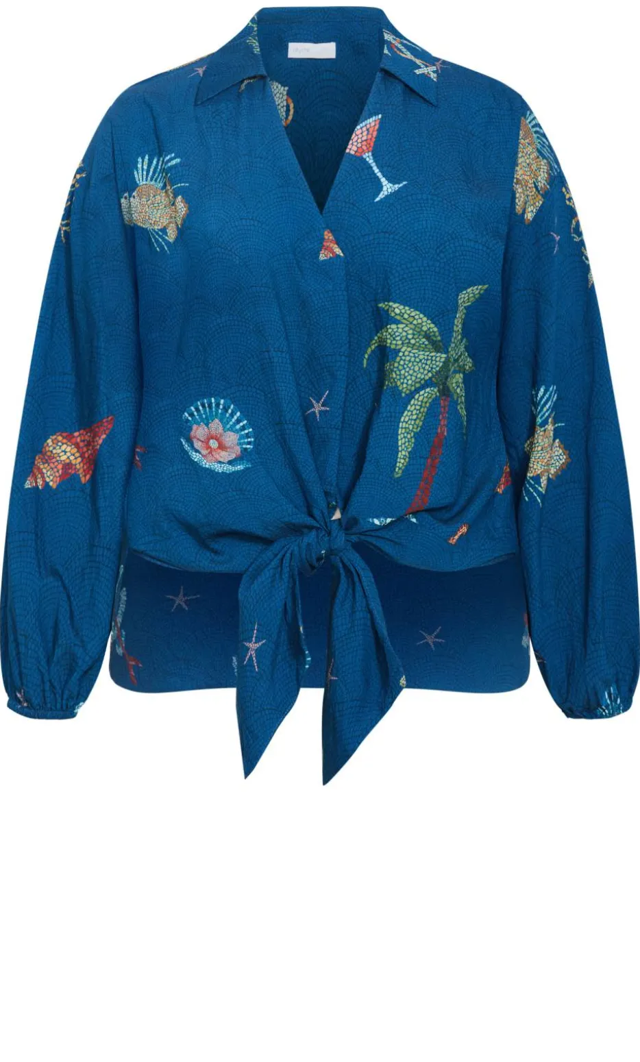 Tia Sea Print Shirt - marine navy
