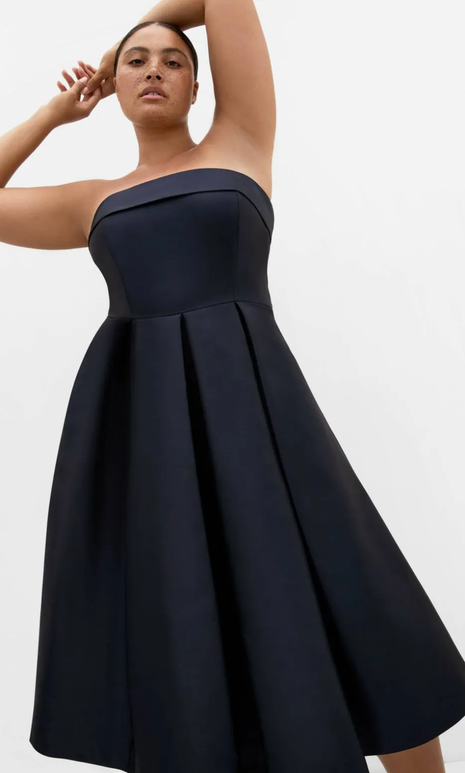 Tiffany Strapless Midi Dress - navy