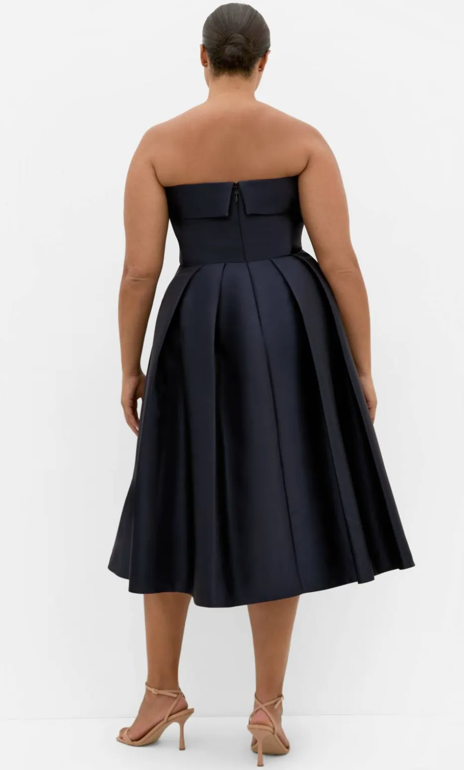 Tiffany Strapless Midi Dress - navy