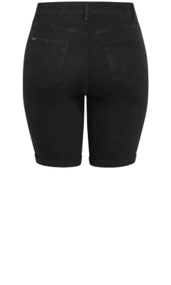 Turn Up Skinny Denim Short - black wash