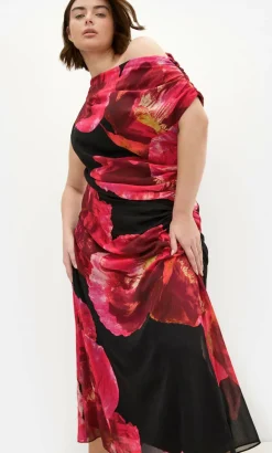 Vivid Print Maxi Dress - black