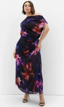 Vivid Print Maxi Dress - dark violet
