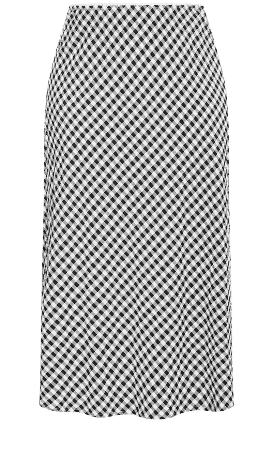 Western Gingham Midi Skirt - black