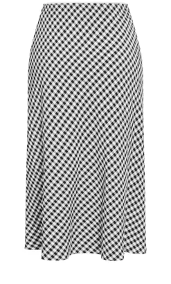 Western Gingham Midi Skirt - black
