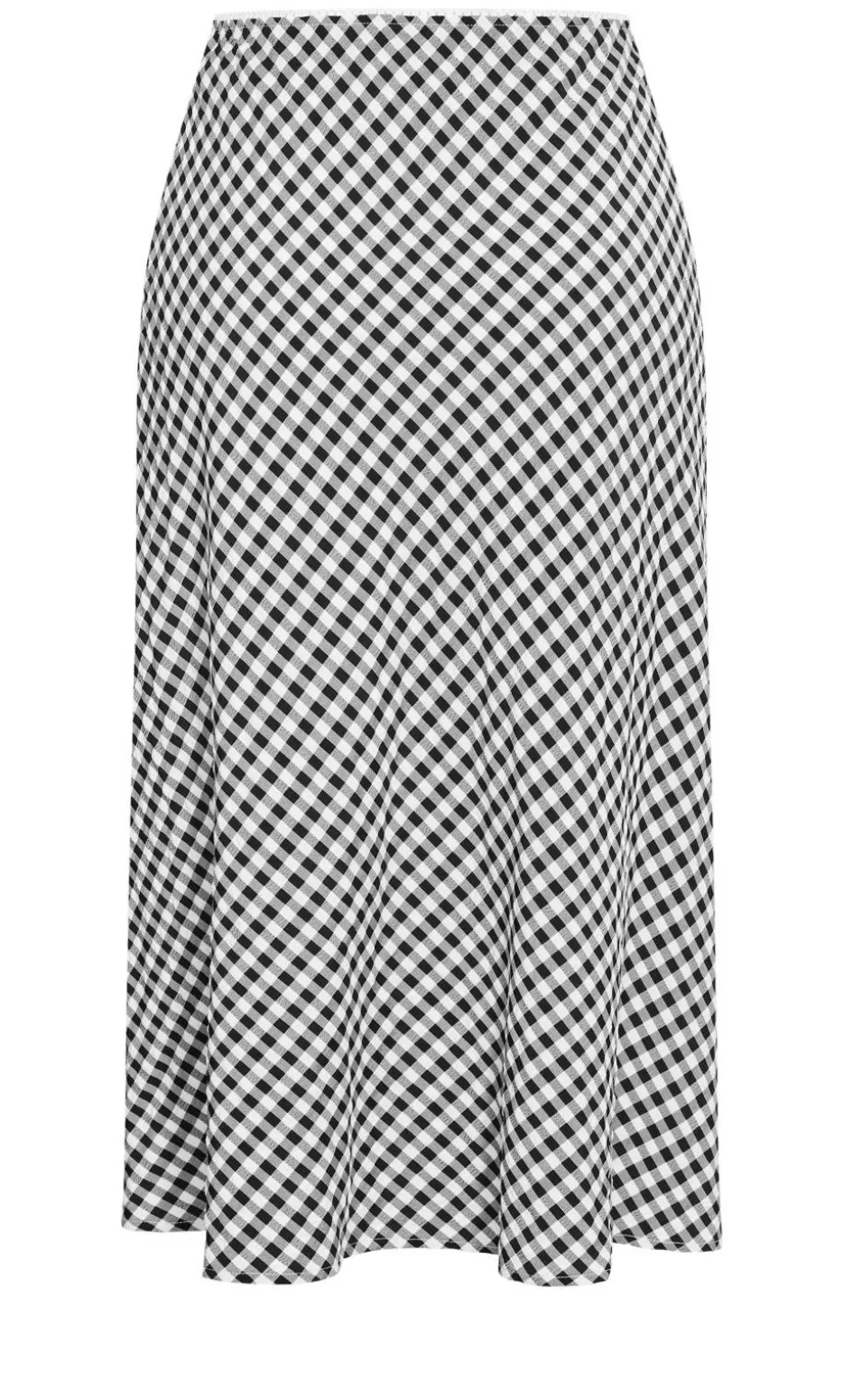 Western Gingham Midi Skirt - black