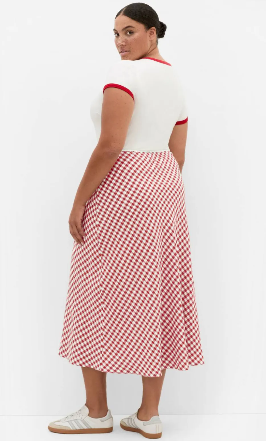 Western Gingham Midi Skirt - rust