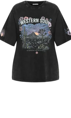Western Soul Oversized Tee - black wash