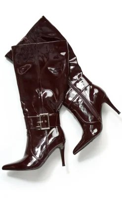 WIDE FIT Alix Long Stiletto Boot - dark cherry