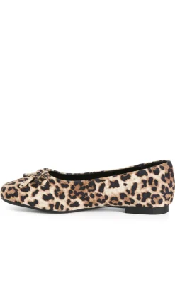 WIDE FIT Aria Leopard Ballet Flat - stone