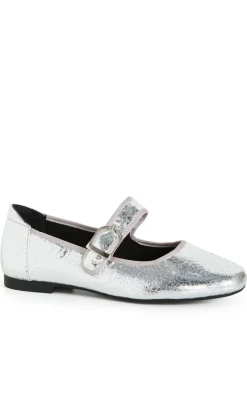 WIDE FIT Aston Ballerina Flat - metallic silver