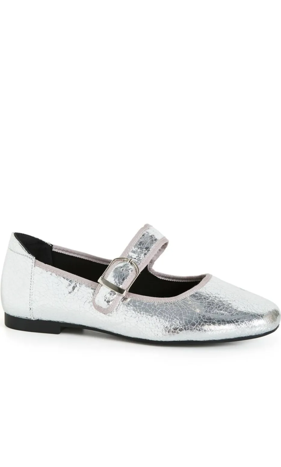 WIDE FIT Aston Ballerina Flat - metallic silver