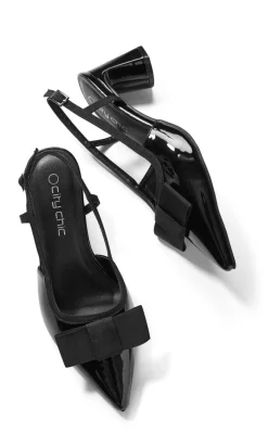 WIDE FIT Belle Bow Heel - black
