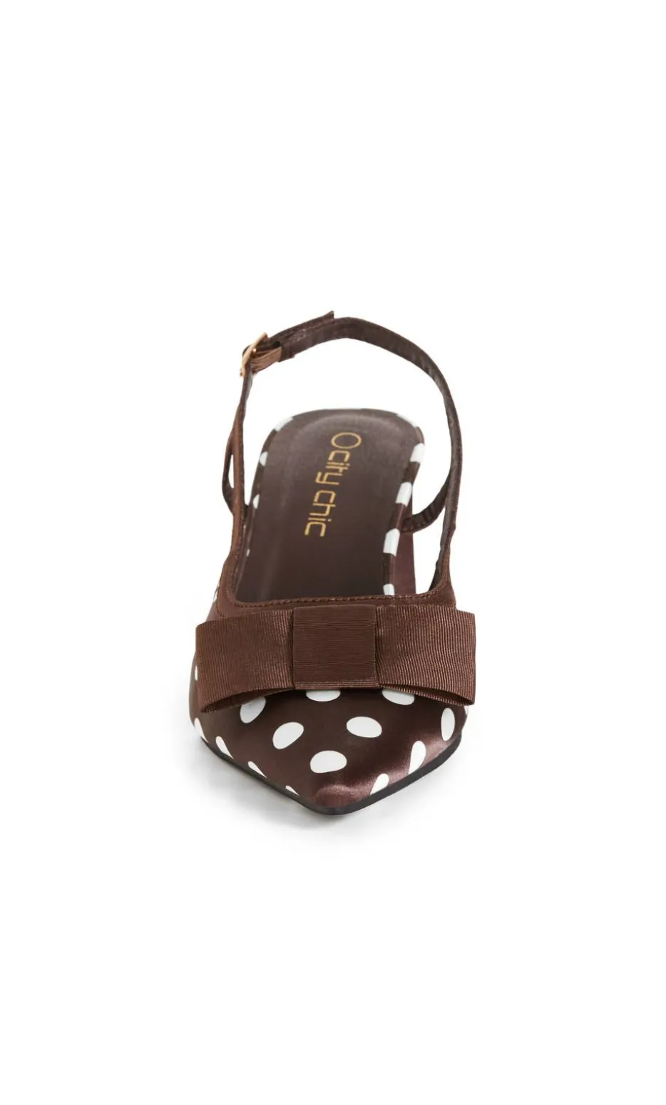 WIDE FIT Belle Bow Spot Heel - chocolate