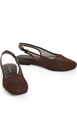 WIDE FIT Bianca Mesh Slingback Flat - espresso
