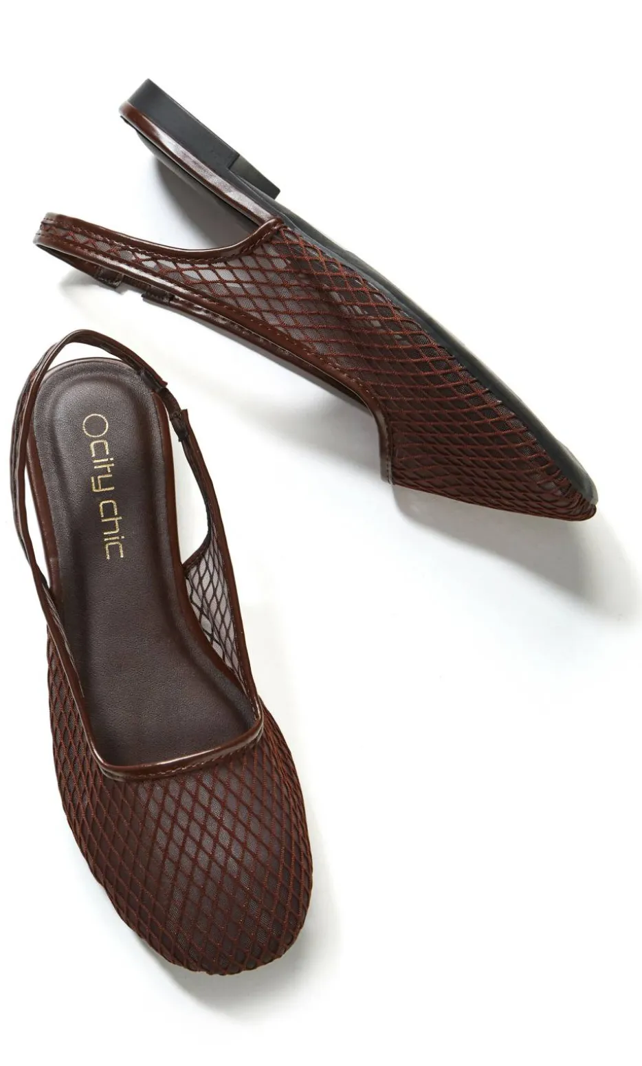 WIDE FIT Bianca Mesh Slingback Flat - espresso