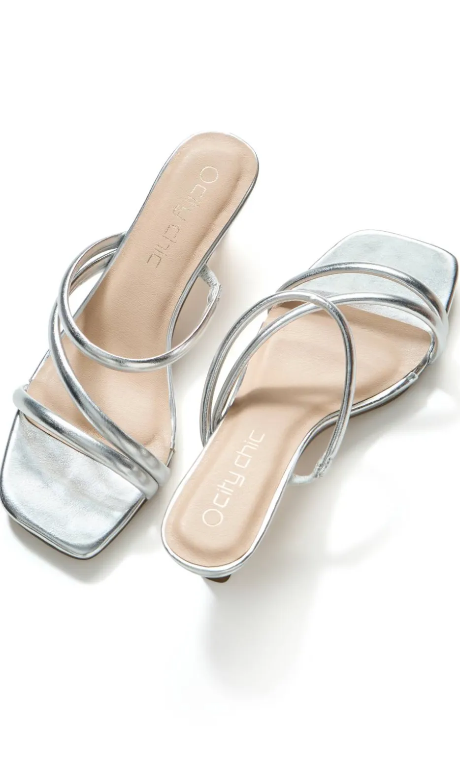 WIDE FIT Dana Kitten Heel - silver