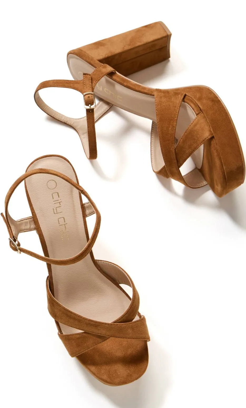WIDE FIT Demi Platform Heel - caramel