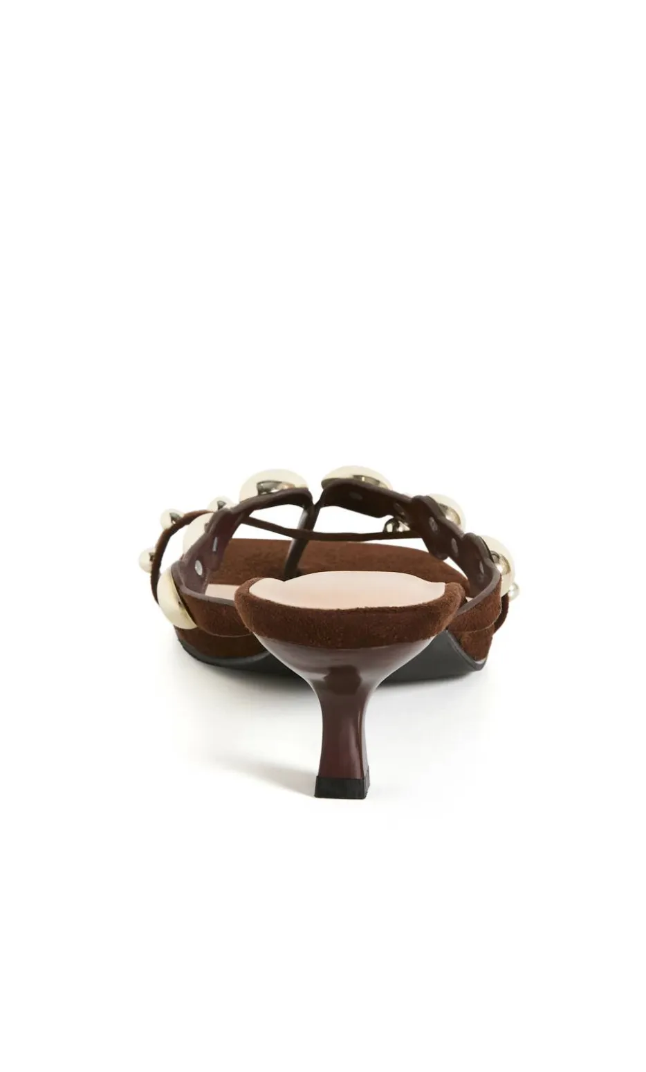 WIDE FIT Elara Stud Kitten Heel - chocolate